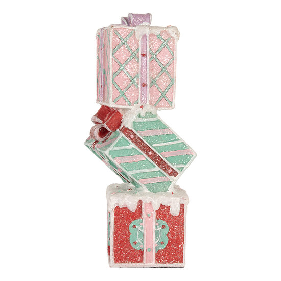 Clayre & Eef | Decoratie van opgestapelde Cadeautjes Rood Groen 14x16x36 cm | 6PR5848
