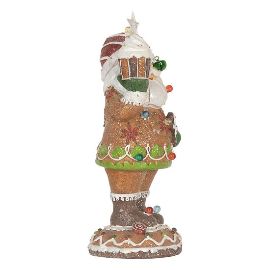 Clayre & Eef | Kerstdecoratie Kerstman met LED Bruin Wit 15x13x32 cm / 3xAAA | 6PR5853