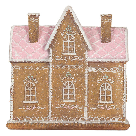 Clayre & Eef | Decoratie Huis met LED Bruin Roze 21x8x20 cm | 6PR5857
