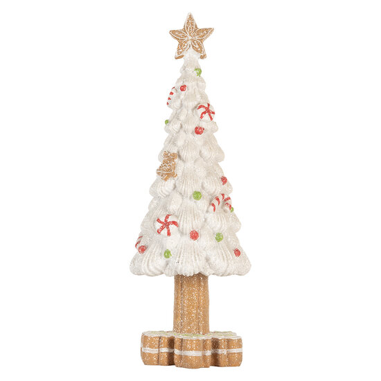 Clayre &amp; Eef   | Kerstdecoratie Kerstboom Wit Bruin &oslash; 12x33 cm | 6PR5860