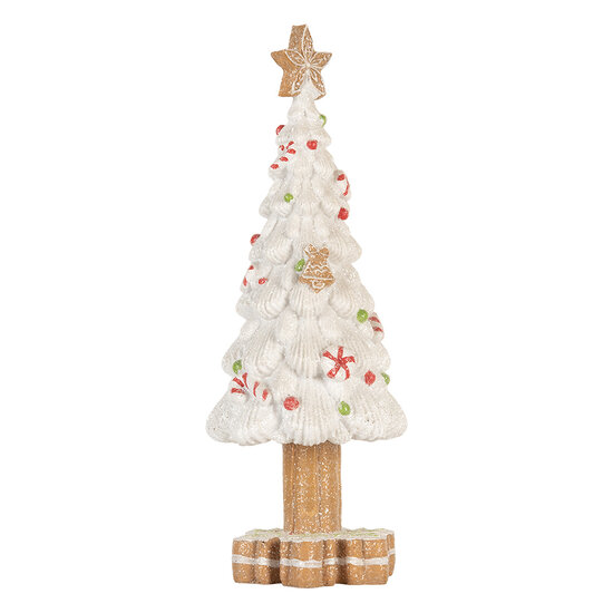 Clayre &amp; Eef   | Kerstdecoratie Kerstboom Wit Bruin &oslash; 12x33 cm | 6PR5860