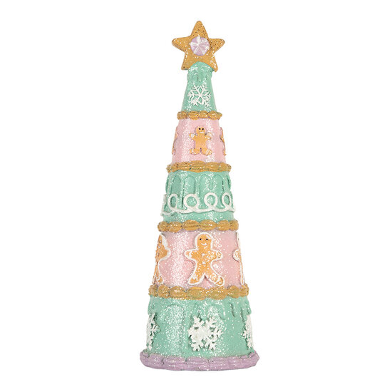 Clayre & Eef | Kerstdecoratie Kerstboom Groen Roze ø 9x25 cm | 6PR5865