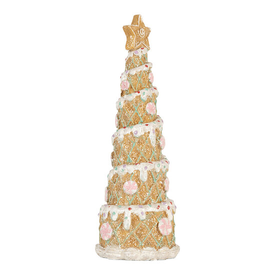 Clayre &amp; Eef   | Kerstdecoratie Kerstboom Bruin Wit &oslash; 9x25 cm | 6PR5866