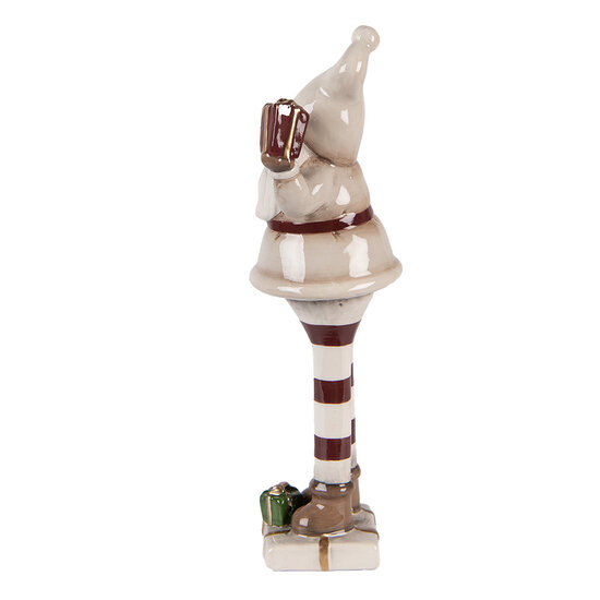 Clayre & Eef | Kerstdecoratie Kerstman Beige Rood 8x7x23 cm | 6CE2251