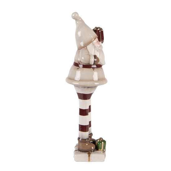 Clayre & Eef | Kerstdecoratie Kerstman Beige Rood 8x7x23 cm | 6CE2251