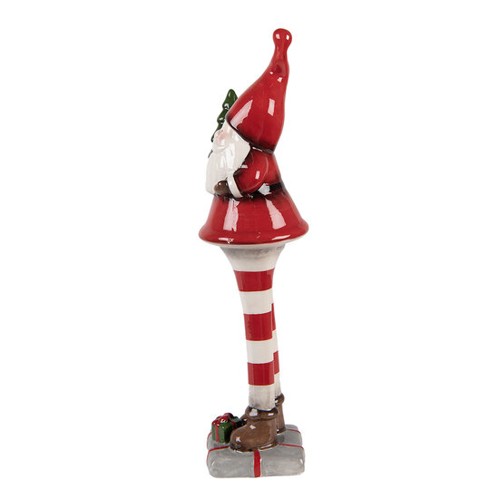 Clayre & Eef | Kerstdecoratie Kerstman Rood Wit 9x8x30 cm | 6CE2265