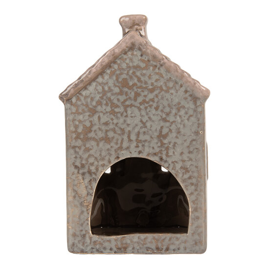Clayre & Eef | Theelichthouder Kerst Huisje Blauw Roze 10x8x15 cm | 6CE2280