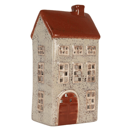 Clayre & Eef | Theelichthouder Kerst Huisje Beige Bruin 12x8x24 cm | 6CE2296