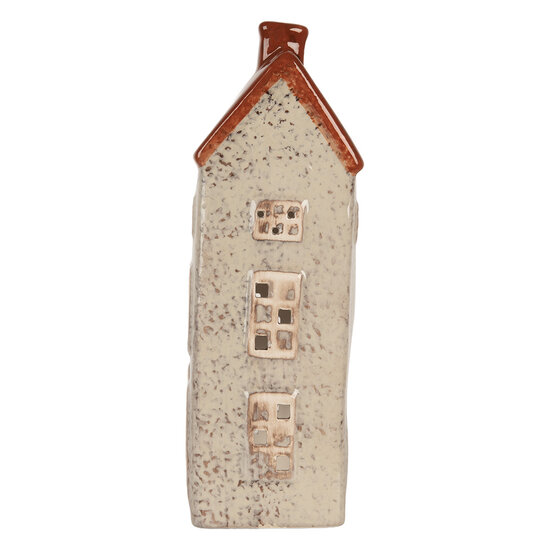 Clayre & Eef | Theelichthouder Kerst Huisje Beige Bruin 12x8x24 cm | 6CE2296