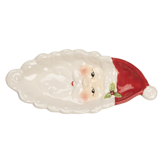 Clayre &amp; Eef   | Serveerschaal Wit Rood 11x25x3 cm | 6CE2318