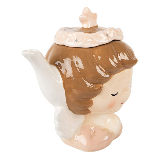 Clayre &amp; Eef   | Theepot Beige Roze 21x12x16 cm / 650 ml | 6CETE0184