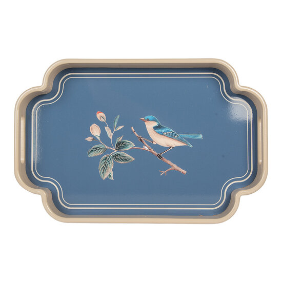Clayre &amp; Eef   | Decoratief Dienblad set van 2 Blauw Beige 46x30x5 / 35x24x5 cm | 6H2459