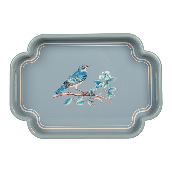 Clayre &amp; Eef   | Decoratief Dienblad set van 2 Blauw Beige 46x30x5 / 35x24x5 cm | 6H2459