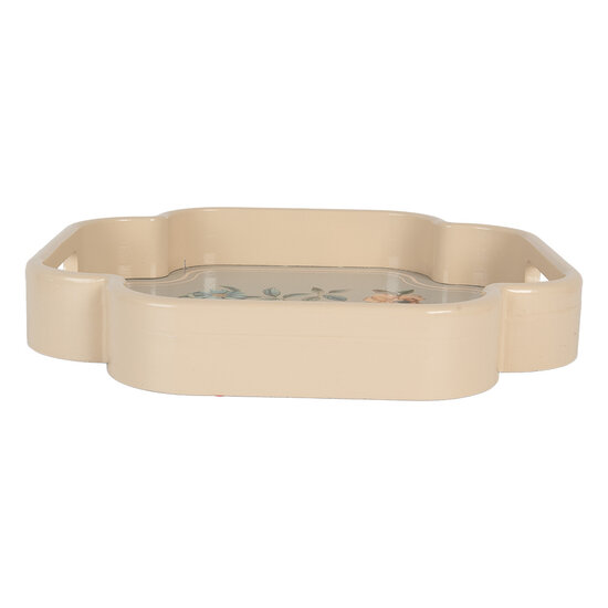 Clayre &amp; Eef   | Decoratief Dienblad set van 2 Beige Roze 30x30x5 / 24x24x5 cm | 6H2461