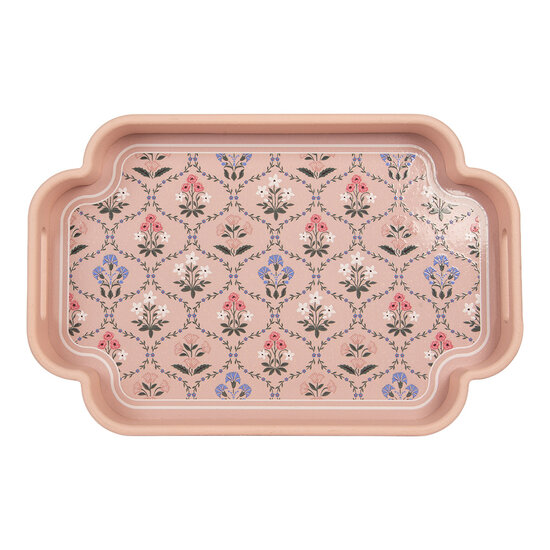 Clayre & Eef | Decoratief Dienblad set van 2 Roze Paars 46x30x5 / 35x24x5 cm | 6H2463