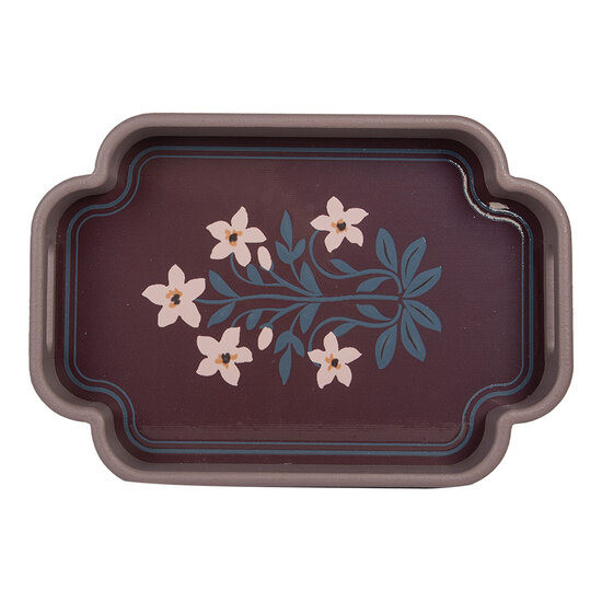 Clayre & Eef | Decoratief Dienblad set van 2 Roze Paars 46x30x5 / 35x24x5 cm | 6H2463