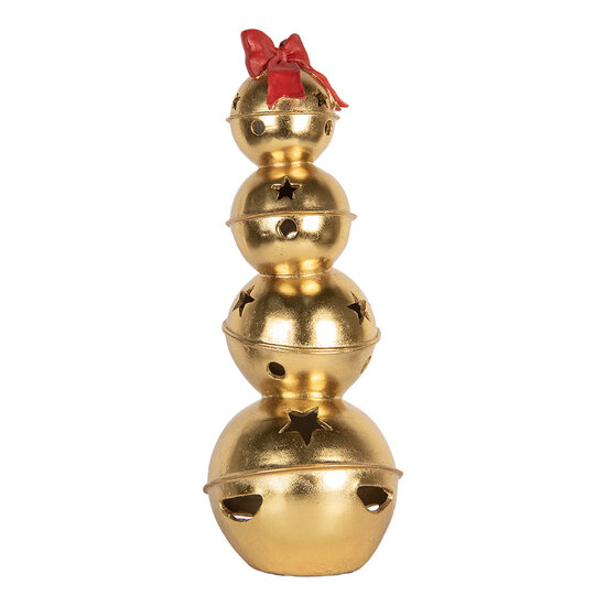Clayre & Eef | Decoratie opgestapelde Bellen Goudkleurig Rood 20x20x54 cm | 6PR5771