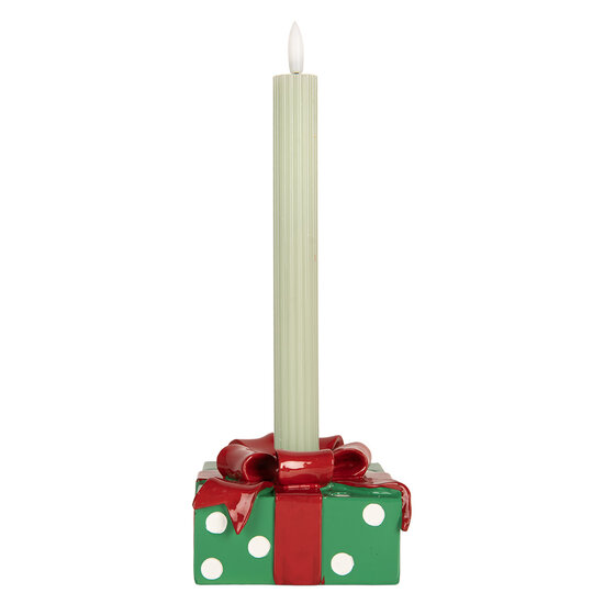 Clayre & Eef | Kandelaar Groen Rood 10x10x6 cm | 6PR5773