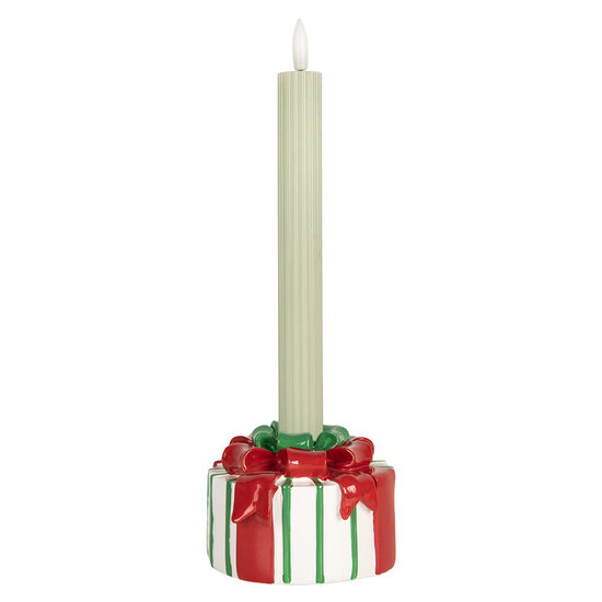 Clayre & Eef | Kandelaar Wit Rood 12x11x7 cm | 6PR5774