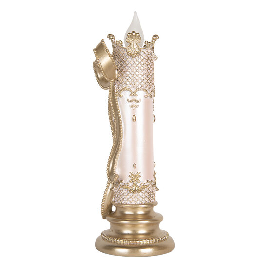 Clayre & Eef | Decoratie kaars met LED Goudkleurig Roze 13x12x34 cm / 2xAA | 6PR5777