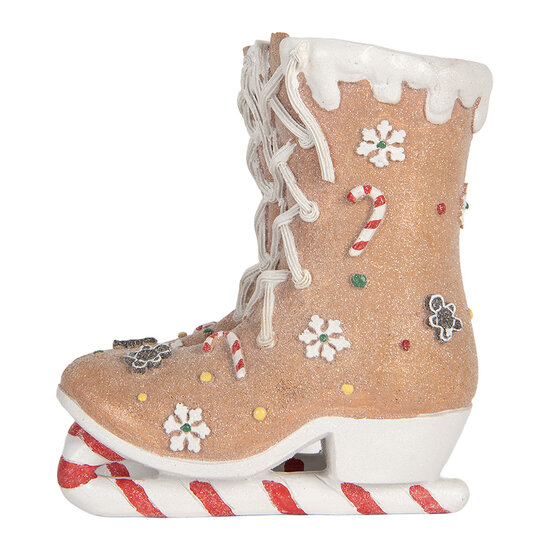 Clayre & Eef | Decoratie Schaatsen Bruin Wit 19x14x20 cm | 6PR5780