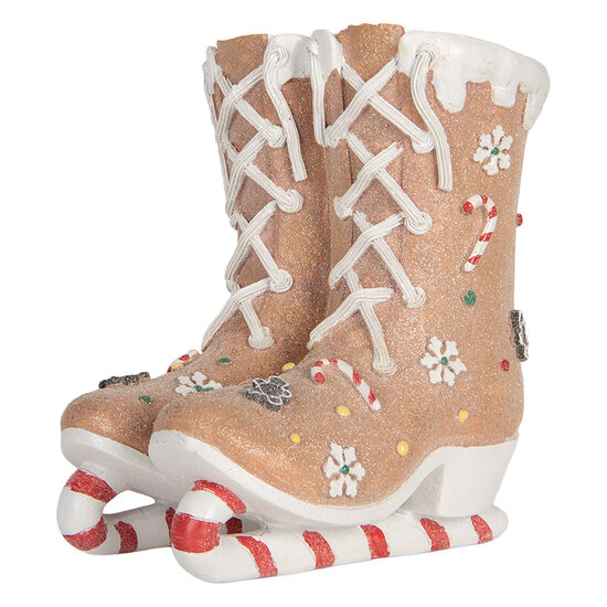 Clayre & Eef | Decoratie Schaatsen Bruin Wit 19x14x20 cm | 6PR5780
