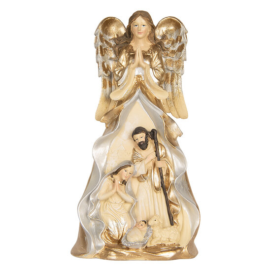 Clayre & Eef | Kerstdecoratie Kerstgroep Beige Wit 16x13x31 cm | 6PR5897
