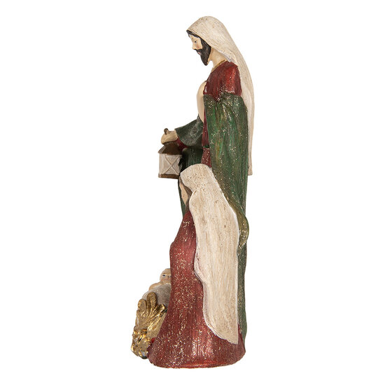 Clayre & Eef | Kerstdecoratie Kerstgroep Beige Rood 15x10x27 cm | 6PR5899