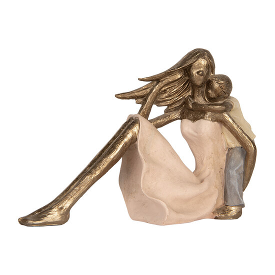Clayre & Eef | Decoratie Moeder met Kind Goudkleurig Roze 23x9x16 cm | 6PR5900