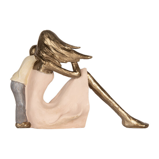 Clayre & Eef | Decoratie Moeder met Kind Goudkleurig Roze 23x9x16 cm | 6PR5900