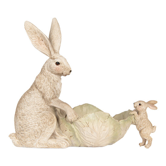 Clayre & Eef | Decoratie Konijnen met schaal Beige 29x14x26 cm | 6PR5905