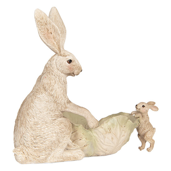 Clayre & Eef | Decoratie Konijnen met schaal Beige 29x14x26 cm | 6PR5905