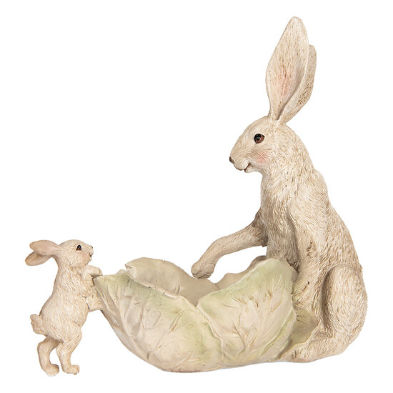Clayre & Eef | Decoratie Konijnen met schaal Beige 29x14x26 cm | 6PR5905