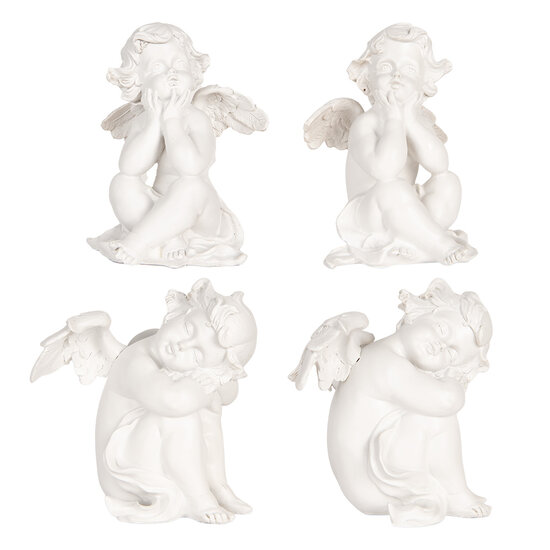 Clayre & Eef | Decoratie Engelen (set 4) Wit 16x14x19 cm | 6PR5914