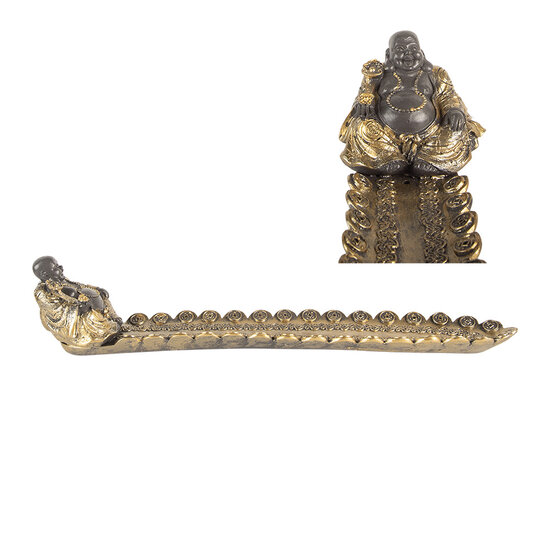 Clayre & Eef | Wierookhouder Boeddha (6) Zilverkleurig Goudkleurig 33x8x7 cm | 6PR5915