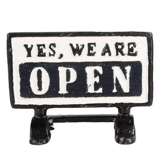 Clayre & Eef | Bordje open / closed Zwart Wit 16x7x12 cm | 6Y5749