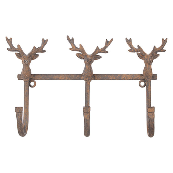 Clayre &amp; Eef   | Wandkapstok Bruin 27x5x15 cm | 6Y5948