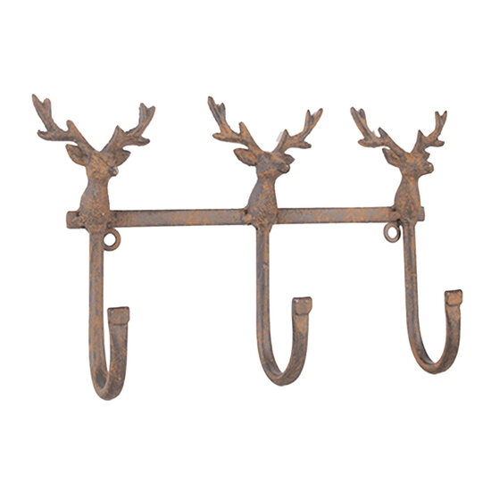 Clayre &amp; Eef   | Wandkapstok Bruin 27x5x15 cm | 6Y5948