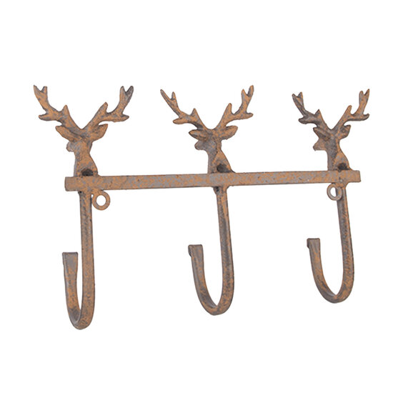 Clayre &amp; Eef   | Wandkapstok Bruin 27x5x15 cm | 6Y5948