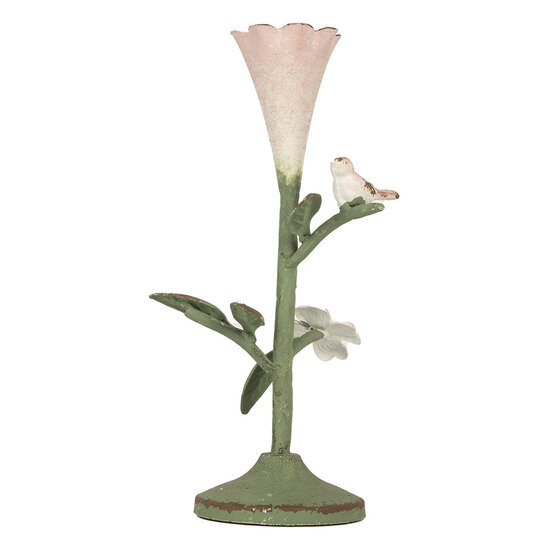 Clayre & Eef | Kandelaar Groen Roze 12x12x26 cm | 6Y5953