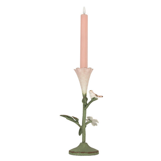 Clayre & Eef | Kandelaar Groen Roze 12x12x26 cm | 6Y5953