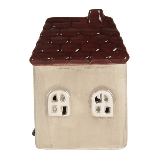 Clayre & Eef | Decoratie Huisje met LED Beige Rood 7x6x10 cm | 6CE2269