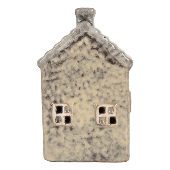 Clayre & Eef | Decoratie Huisje met LED Grijs Groen 6x6x11 cm | 6CE2274