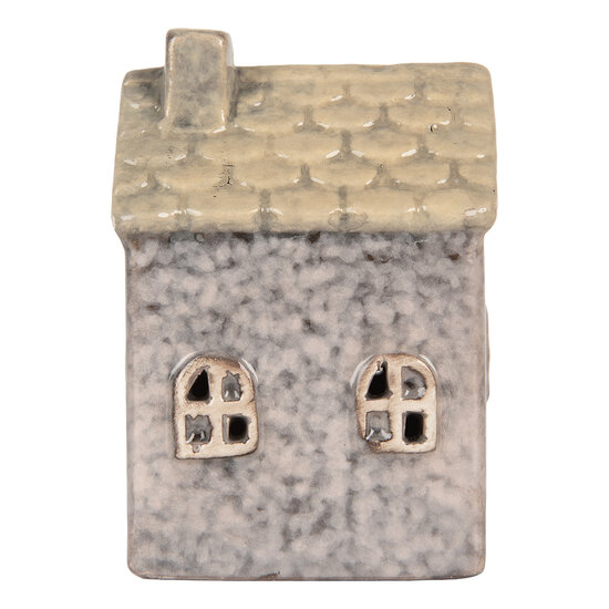 Clayre & Eef | Decoratie Huisje met LED Grijs Beige 6x6x10 cm | 6CE2275