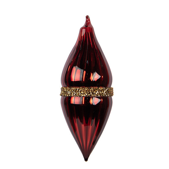 Clayre & Eef | Kerstbal Rood Goudkleurig ø 6x17 cm | 6GL5095