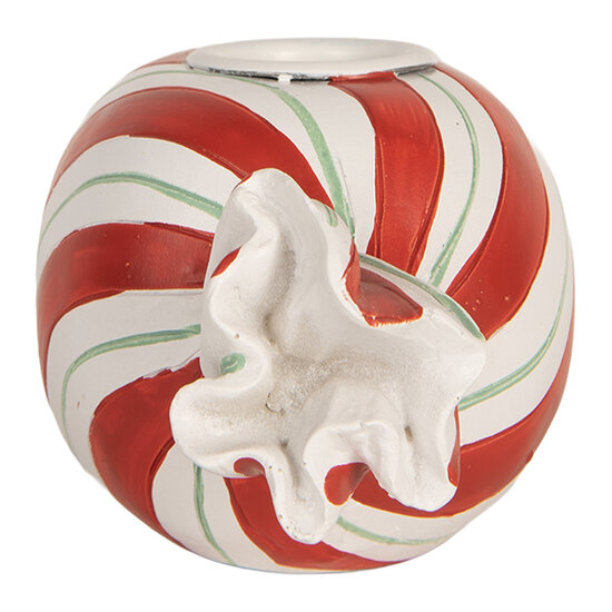Clayre & Eef | Kandelaar Rood Wit 14x7x6 cm | 6PR5778R