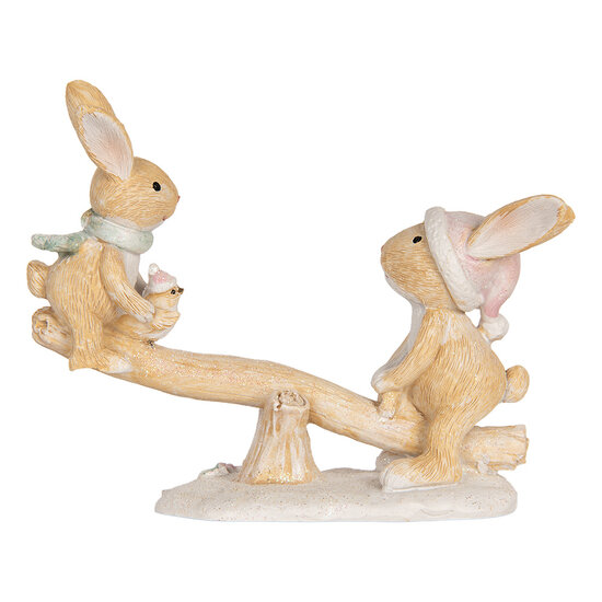 Clayre & Eef | Decoratie Konijnen Bruin Wit 16x6x11 cm | 6PR5881