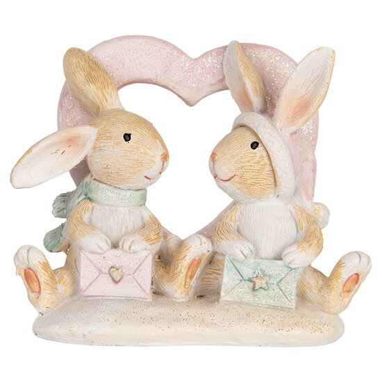 Clayre & Eef | Decoratie Konijnen Bruin Wit 11x6x9 cm | 6PR5883
