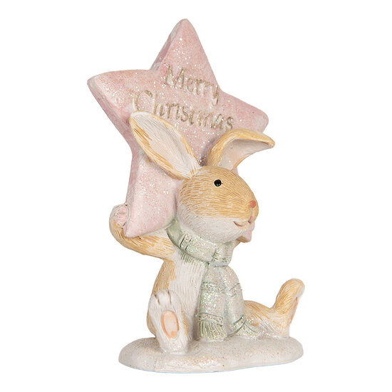 Clayre &amp; Eef   | Decoratie Konijn Bruin Roze 8x5x11 cm | 6PR5884