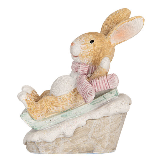 Clayre & Eef | Decoratie Konijn Bruin Wit 8x6x9 cm | 6PR5885